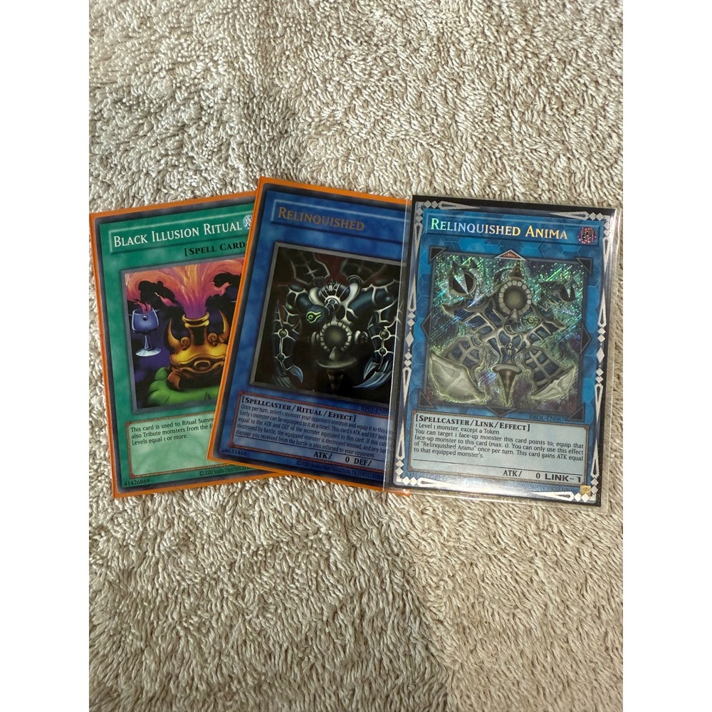 Set of 3 Yugioh Cards -‎ Black Illusion Ritual, Relinquished, Relinquished Anima